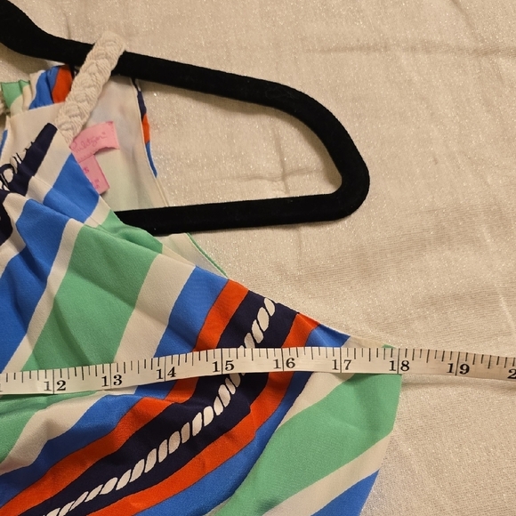 Lilly Pulitzer Silk Striped Mini Dress - Blue, Orange, Green, White - Picture 13 of 16